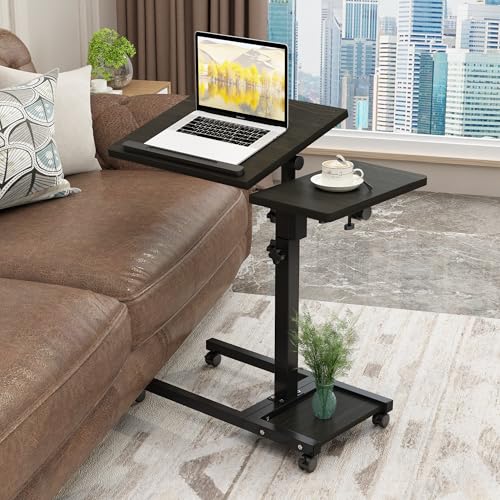 TigerDad Mobile Adjustable Height Laptop Stand PC Portable Laptop Swivel Table Rolling Table with Wheels Caster and Mouse ...