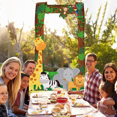 Jungle Party Decorations Jungle Animals Photo Booth Props Safari Animals Hanging Banner Safari Picture Frame Wild Animal P...