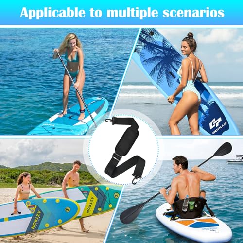 Surfboard Shoulder Strap, Adjustable Paddle Board Carry Strap with Padded Shoulder, Heavy-Duty Hands-Free Carrying Strap f...