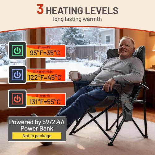 TIMBER RIDGE Oversized Heated Camping Chair for Outdoor Sports, High Back Padded Lawn Chair for Adults Support Up to 500lb...