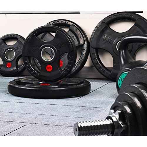 Fitvids Olympic 2-Inch Cast Iron Plate Weight Plate for Strength Training and Weightlifting, Rubber Coated Style, 25LB Pair