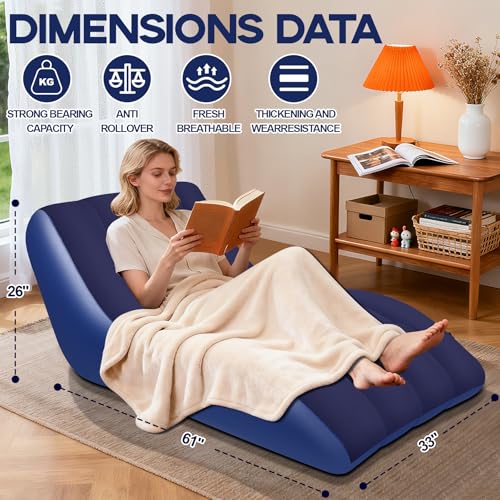 RovPool Inflatable Chair for Adults,Inflatables Chairs with Flocked Surface, Inflatable Lounge Chair with Backrest, Comfor...