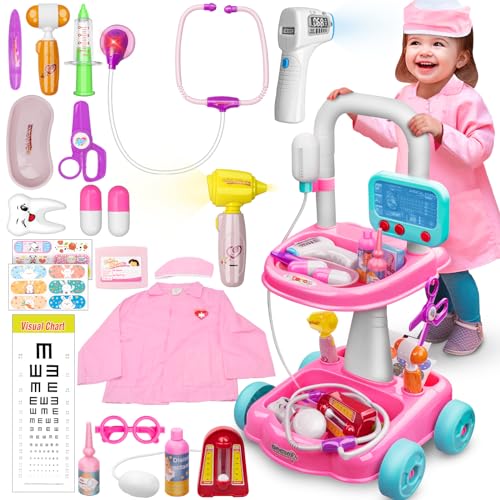 Aowjoy Toy Doctor Kit for Kids, 27Pcs Pretend Medical Station Set with Costume, Medical Role Play Set Toys for Boys Girls,...