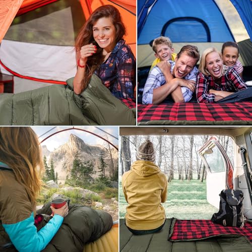 Keencamp 0 Degree Sleeping Bag Cotton Flannel Winter Cold Weather for Adults XXL Sleeping Bag 4 Season Big and Tall with P...