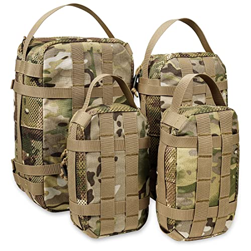 CASONMMAX 4 Set Tactical Packing Cubes ，Compressible Mesh Duffle Storage Bag,Portable Edc Molle Pouch Organizer.
