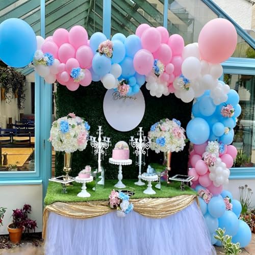 Pink and Blue Party Balloons,Pink Blue Latex Balloons 50 Pcs 12 inch Blue and Pink Gender Reveal Party Balloons for Gender...