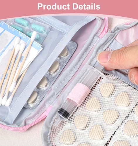 Pink First Aid Kit, 2 Pcs Small First Aid Pouch Empty for Outdoor Indoor, Camping Hiking Traveling, Sports, Car (Pink)
