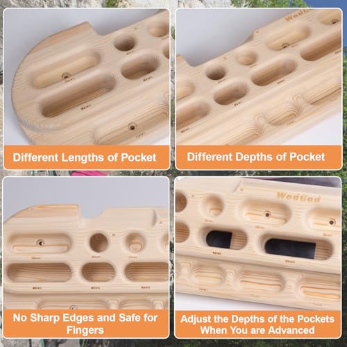WodGod Climbing Hangboard Rock Climbing Training, Rock Climbing Fingerboard, Wooden Climbing Board Trainer for Strengthen ...