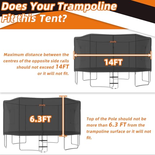 jumpfly 14FT Trampoline Tent for Kids(Tent Only),Fit for 6 Straight Poles Round Trampolines,Trampolien Shade Cover with LE...