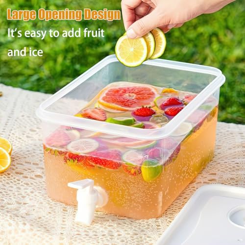 1 Gallon Beverage Drink Dispenser for Fridge, Plastic Beverage Dispenser with Spigot，Juice Container Sealed with Filter Sc...