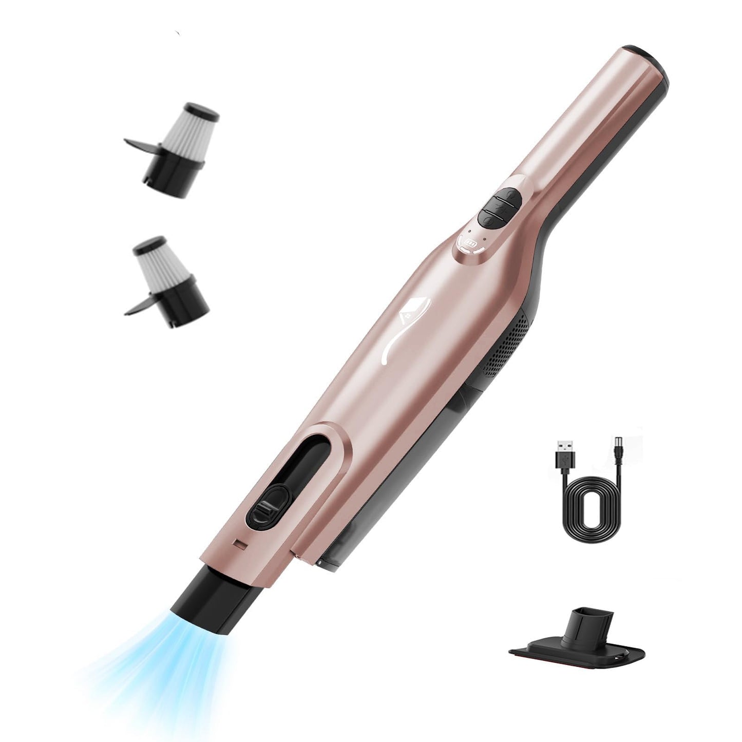 AYONTIN Rechargeable Handheld Vacuum, Lightweight Hand Vacuum Cordless, Powerful Suction, One-Touch Empty, LED Lights, Large Dust Cup for Home, Office, Car, Pet, Rose Gold