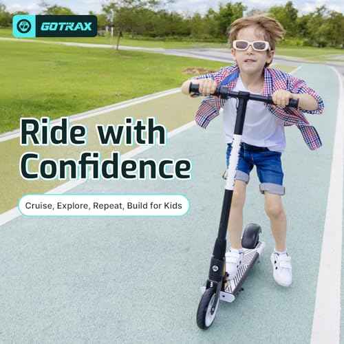 Gotrax GKS Series Electric Scooter for Kids Ages 6-12, Max 3.75/4 Miles & 7.5 Mph by 150W Motor, 6'' Wheel, Thumb Throttle Easy to Ride & Assemble, All-Metal Body Supports 121 lbs for Girls and Boys