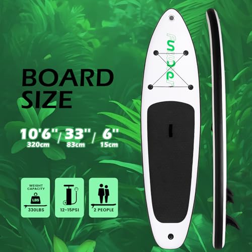 FunWater Inflatable Ultra-Light Stand Up Paddle Board for All Skill Levels with Premium SUP Paddleboard Accessories,Non-Sl...