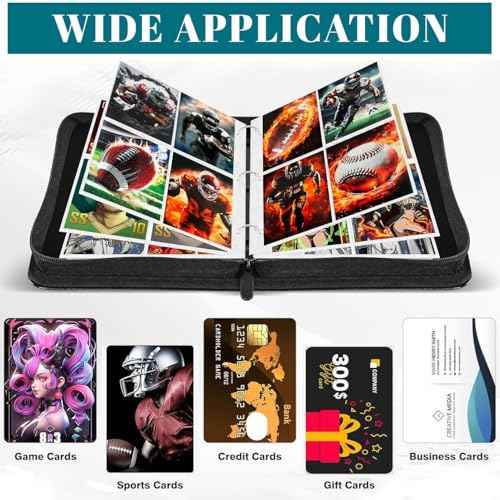 Baseball Card Binder, Los Angeles Trading Card Holder Protectors, 4 Pocket Fits 400 Cards with 50 Removable Sleevesves Card Storage Album Folder Case Collector