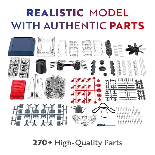 Playz V8 Combustion Engine Model Kit That Runs - Build Your Own STEM Mini V8 Model Engine Kit for Adults & Kids Age 12+, V...