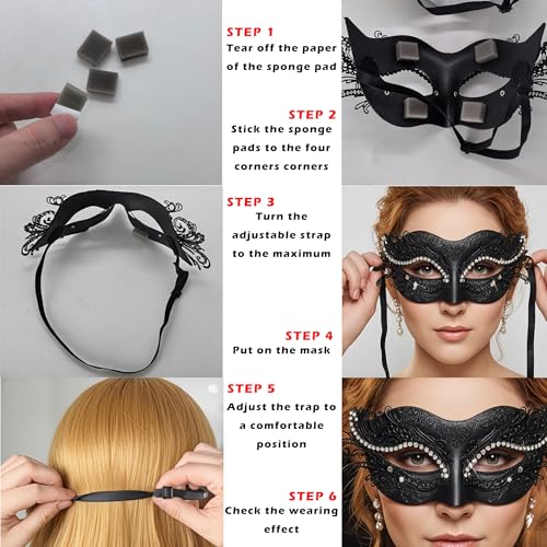BCARICH Masquerade Masks For Couples, Women Cosplay Mask with Rhinestone and Venetian Style Men Mask for Mardi Gras Halloween