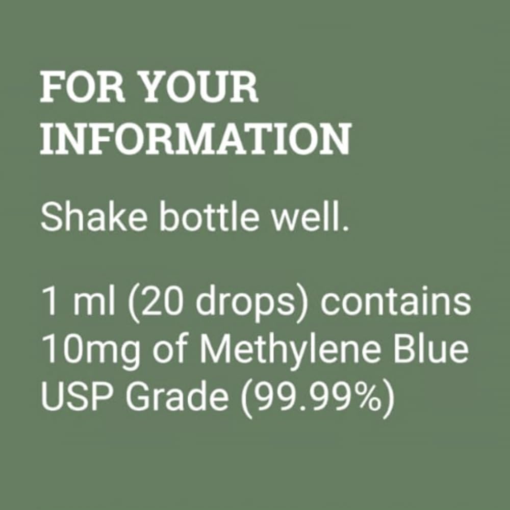 Earth Harmony Methylene Blue, 1% USP (Pharmaceutical) Grade, with Nano Liquid Gold for Photodynamic Research, Miron Glass Bottle (2 Oz)