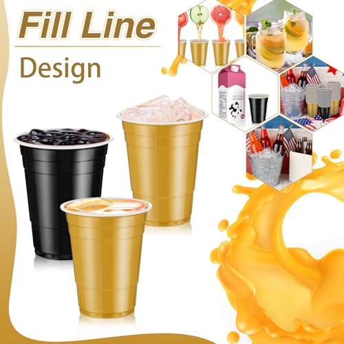 Lounsweer 100 Pack 16 Ounce Plastic Party Cups Heavy Duty Drinking Water Cups for Valentine Carnival St. Patrick's Day Hol...