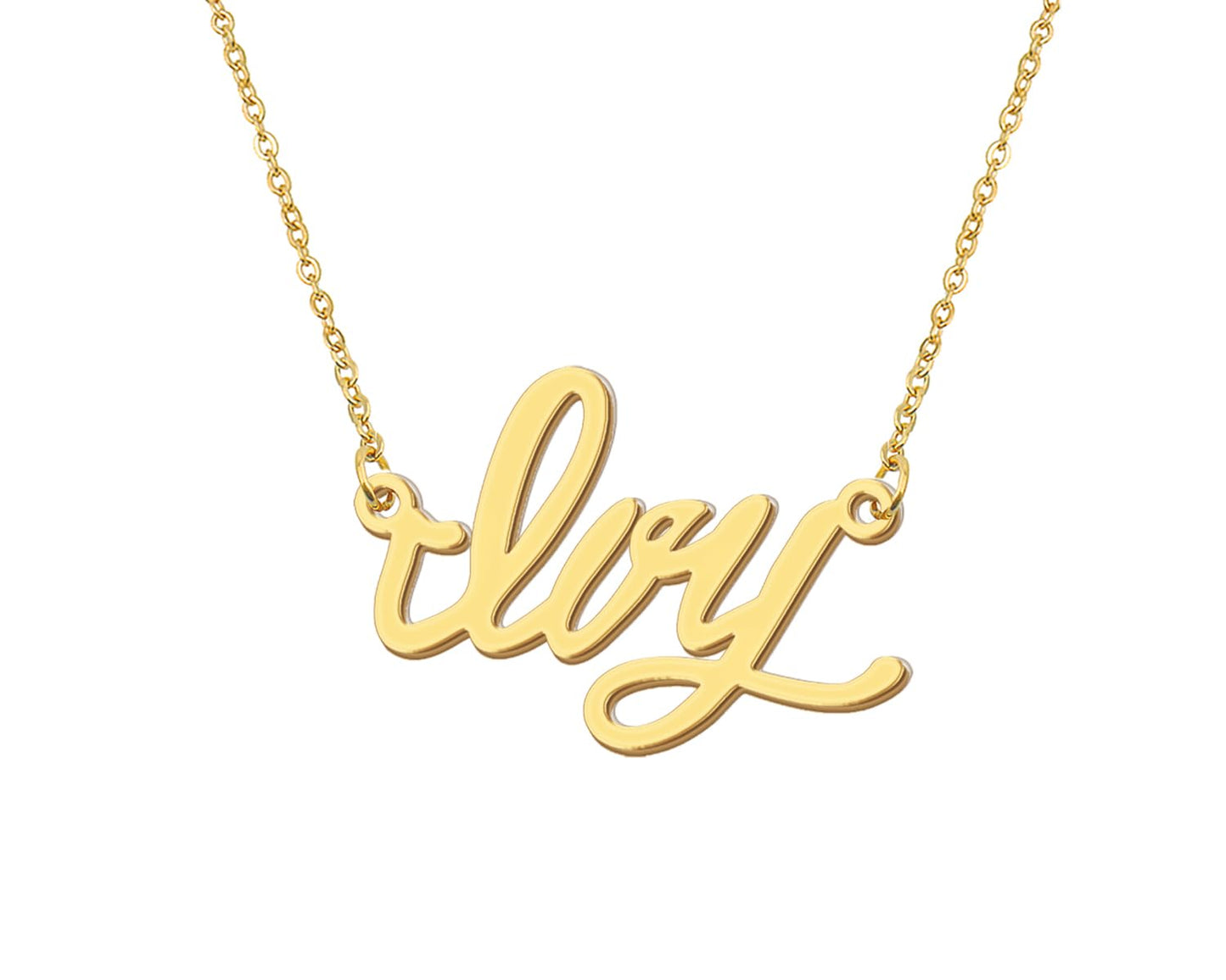 Aoloshow 18k Gold Plated Ivy Name Charm Necklace Womens Nameplate Necklaces Stainless Steel Jewelry for Birthday