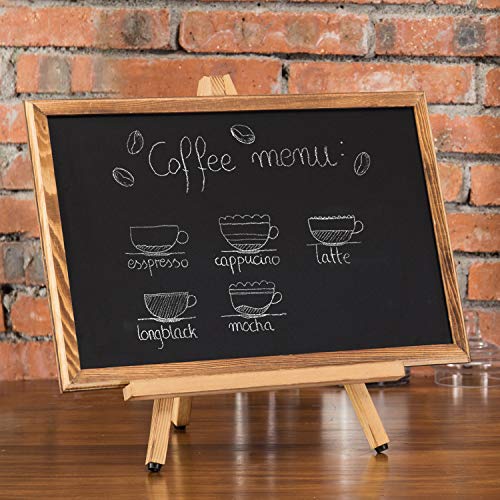 MyGift 18-Inch Burnt Wood Erasble Chalkboard Sign with A-Frame Easel Stand, Tabletop Menu Board, Wedding and Events Chalbo...