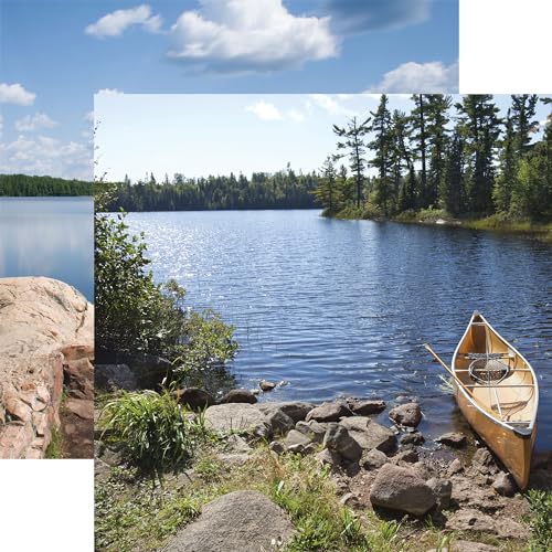 Paper House Productions 12" x 12" 9-Sheet Decorative Double Sided Paper Pack for Scrapbooking and Crafts - Fishing Adventure