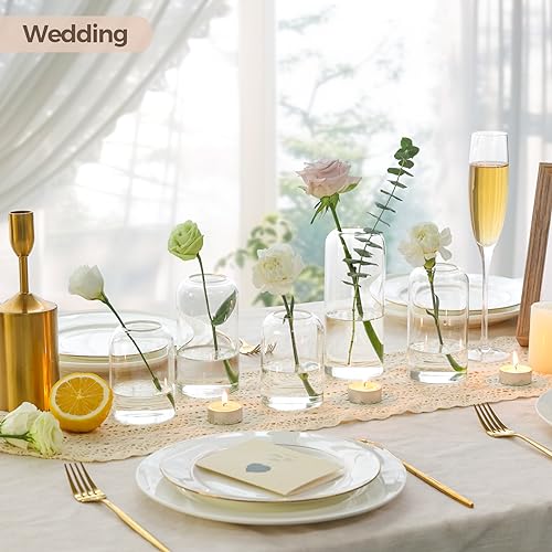 ComSaf Small Flower Vase Set of 12, Glass Bud Vases in Bulk, Clear Vases for Flower, Decor Centerpiece for Bathroom, Decor...