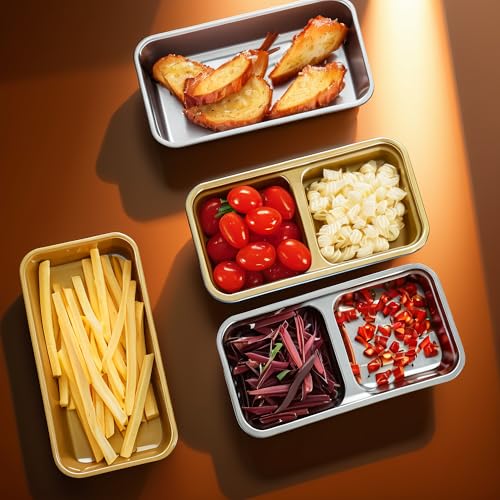 Grab and Go Snack Containers Reusable, Stainless Steel Single & Double Compartment Snack Containers with Lids - Leakproof,...