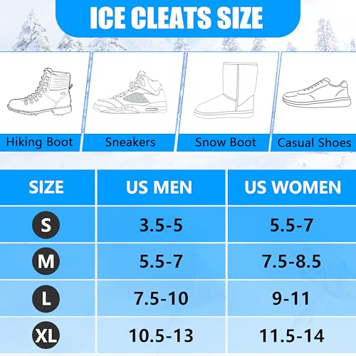 Ice Cleats Crampons for Shoes and Boots Anti Slip Snow Cleats Ice Shoes Grippers 24 Studs Crampons for Hiking Boots Women ...