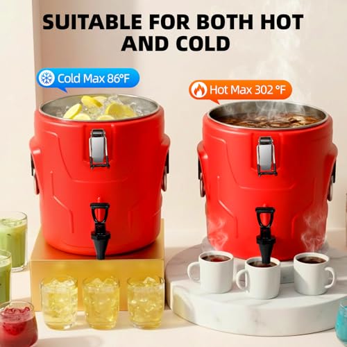 Beverage Dispenser 4 Gallon, Hot Drink Dispenser with 304 Stainless Steel Interior & Spout, Hot Water Dispenser for Partie...