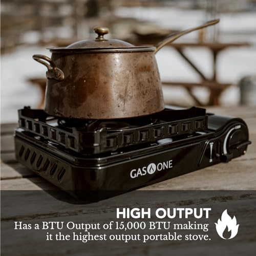 GasOne 15,000 BTU Propane or Butane Stove Dual Fuel Stove Portable Camping Stove - Patented - with Carrying Case Great for...