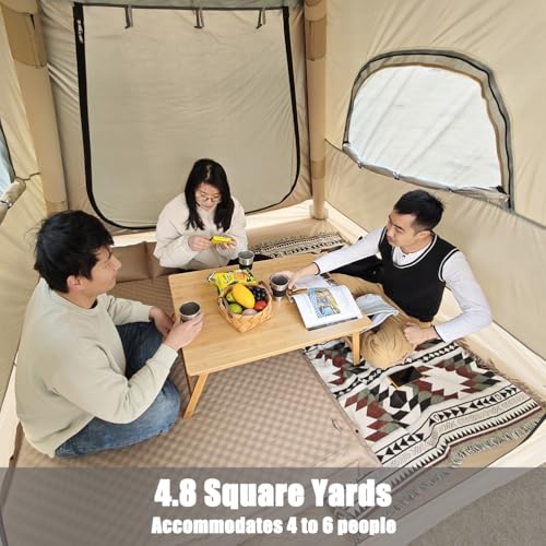 HipierFx Camping Inflatable Tent with Pump 4 Person Easy Set up Glamping House with Mesh Waterproof Family Air Blow Up Tents