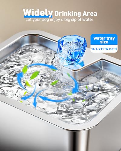 Stainless Steel Dog Water Fountain, 3 Gallon Extra Large Pet Drinking Fountain for Large Dogs & Multi-pet, Automatic Dog W...