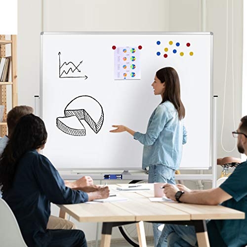 H-Qprobd 60"x48" Mobile Whiteboard Double-Sided Magnetic Dry Erase Board on Wheels - Comercial Rolling White Boards with S...
