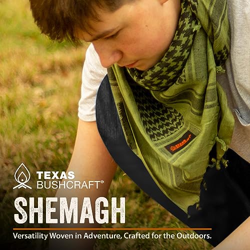 Texas Bushcraft Tactical Shemagh - Authentic Keffiyeh 100% Cotton for your Camping, Hiking and Backpacking Gear