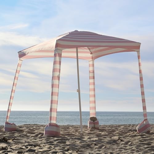 AMMSUN Beach Cabana, 6.2'×6.2' Beach Canopy, Easy Set up and Take Down, Cabana Tent with Sand Pockets, Instant Sun Shade w...