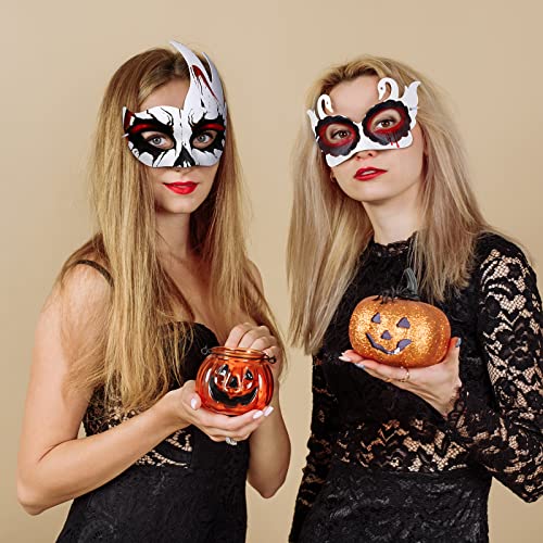 Elcoho 24 Pieces White Paper Masks Half Face Masquerade Masks DIY Hand Painted Mask with Tether Paints Brushes Mardi Gras ...