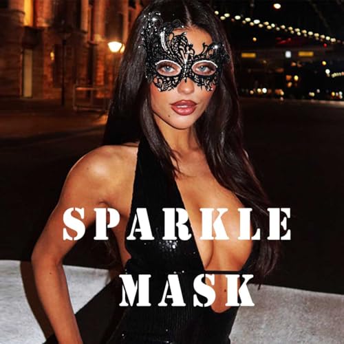 Obmyec Masquerade Lace Mask Women Black Masks Proms Face Mask Halloween Eye Mask Costume Party for Women and Girls