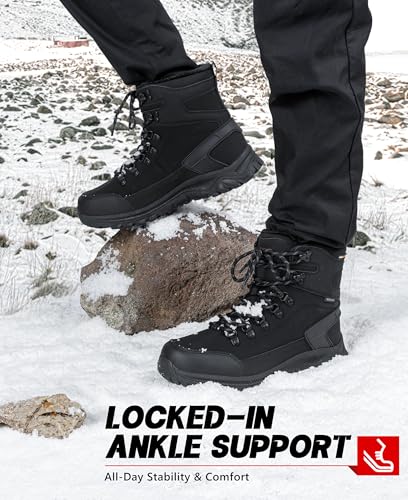 R CORD Snow Boots for Men Non-slip Waterproof Insulated Mens Snow Boots Mens Winter Boots Hiking Boots Ankle for Outdoor A...