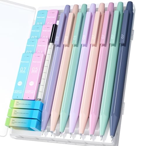 Ponditni 20PACK Mechanical Pencil, 8Pcs 0.5 0.7mm Mechanical Pencils Set With Eraser and 480 Pcs Refills, Cute Colored Pre...
