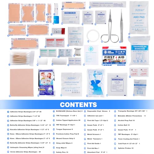 TLIEAO 300 Piece Professional First Aid Kit, Multi-Function Portable Medical Kit for Home, Car, Travel, Camping, Worksite,...