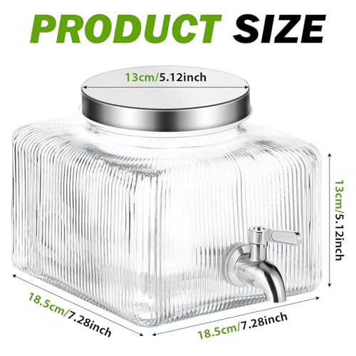1 Gallon Drink Dispensers for Parties,Beverage Dispenser for Fridge with Leakproof Stainless Steel Spigot, Ideal for Wate...