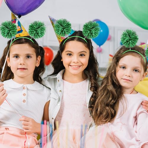 WY LIGHTING LEVEL Pom Pom Headbopper Fun Festive Headwear Foil Strips Tinsel Fashion Hair Hoop Fluffy Ball Headband Fancy ...