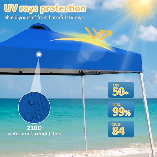 SAILARY 8x8 Top Pop Up Canopy Tent with Central Lock Design, Slant Legs, Backpack, Easy Outdoor Sun Shade for Events, Part...