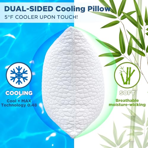 Cooling Bed Pillows for Sleeping 2 Pack Shredded Memory Foam Pillows Standard Size Set of 2, Adjustable Cool Pillow for Si...
