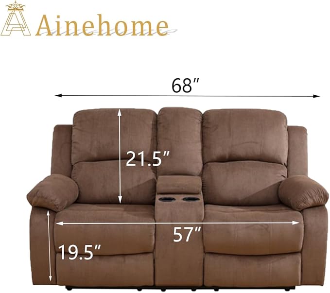A Ainehome Living Room Furniture Set Leather Recliner Sofa Set Loveseat Chair Furniture Sofa Set for Living Room/Small Space/Rv/House/Office/Theater Seating (A-Taupe Brown Corduroy,Loveseat)