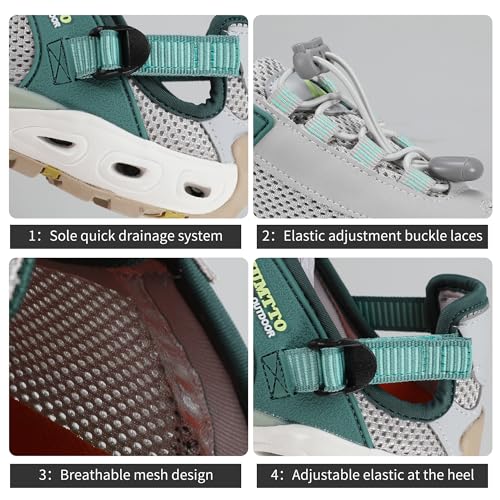 HUMTTO Women's Amphibious Water Shoes - Closed Toe Hiking Sandals Summer Outdoor Water Sandal Non-Slip River Shoes Quick D...