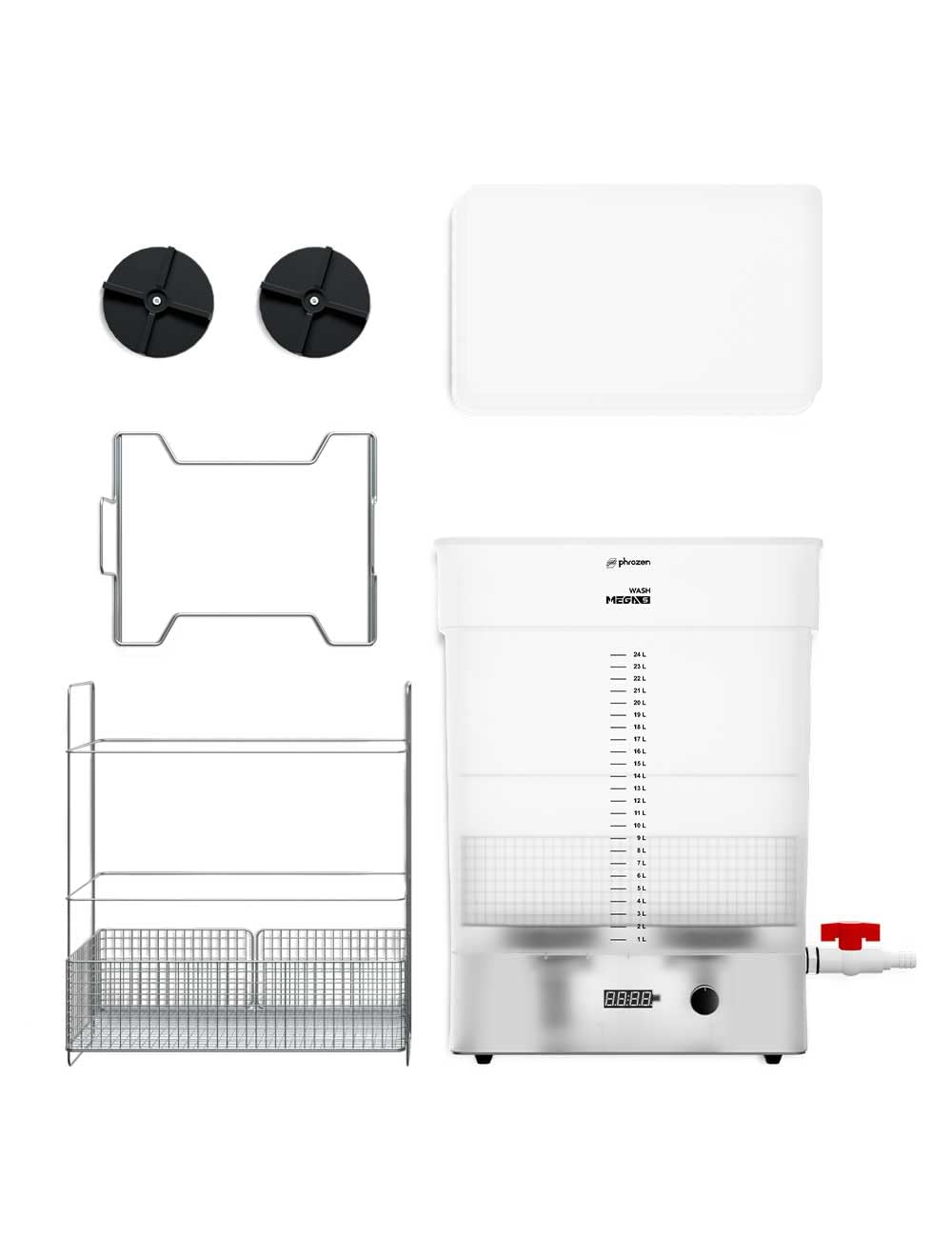 phrozen Wash Mega S 3D Printer Resin Washing Station, Dual Speed 25L Capacity, Large Washing Container, Washing Size L12.99xW7.48xH11.81 inch