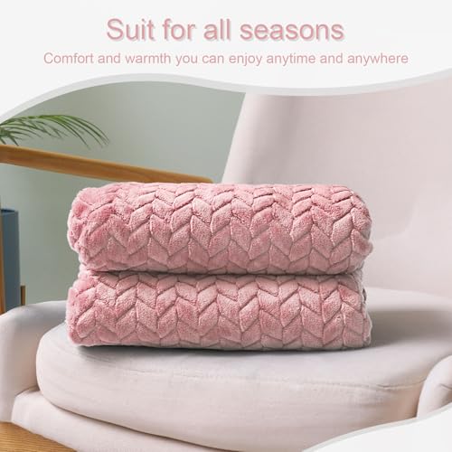 Exclusivo Mezcla Fleece Throw Blanket for Couch, 50x70 Inches Soft Cozy Jacquard Flannel Blankets, Lightweight Fuzzy Plush...