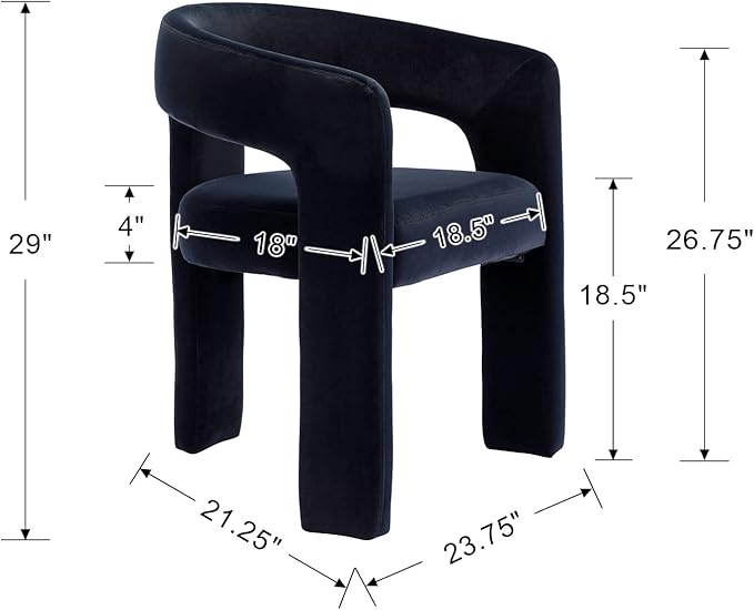DAYALANE Modern Barrel Dining Chair, Upholstered Accent Kitchen Chair with Arms Comfy Velvet Side Chair for Living Room/Home Office/Reception, Black Velvet