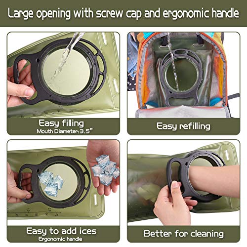 2L Hydration Bladder, BPA Free Water Bladder for Hiking Backpack 2 Liter Military Green Water Storage Bag with Insulated T...